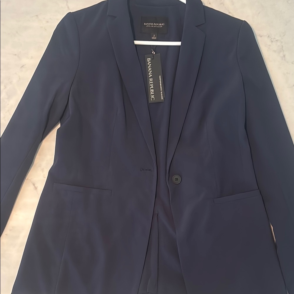 Banana Republic Blue Blazer Tailored Suit Jacket